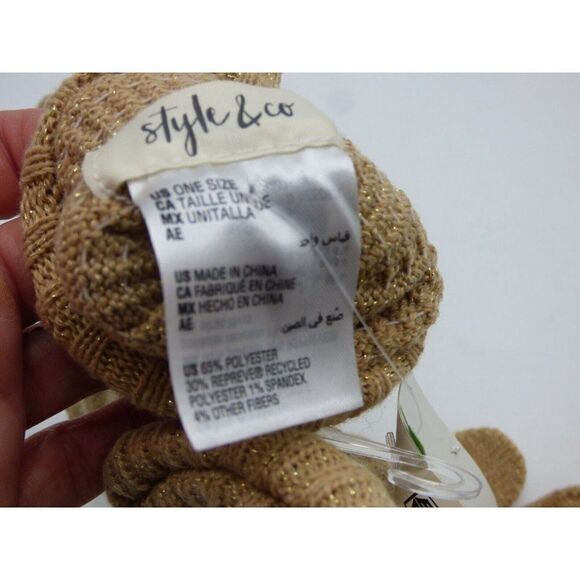 $38.00 Style & Co Women's Solid Shine Cuff Beanie, and Tech-tip Gloves, Camel - Picture 9 of 9